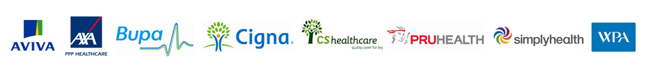 Giles staffon RECOGNISED BY ALL THE MAJOR INSURERS Medical Insurers Logos